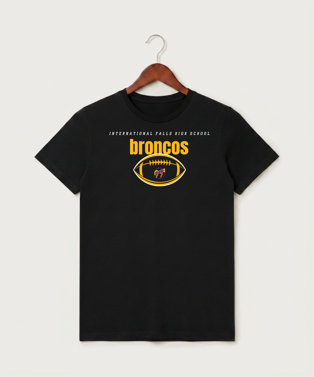 International Falls High School Football (Boys) - Black T-Shirt - Full Front