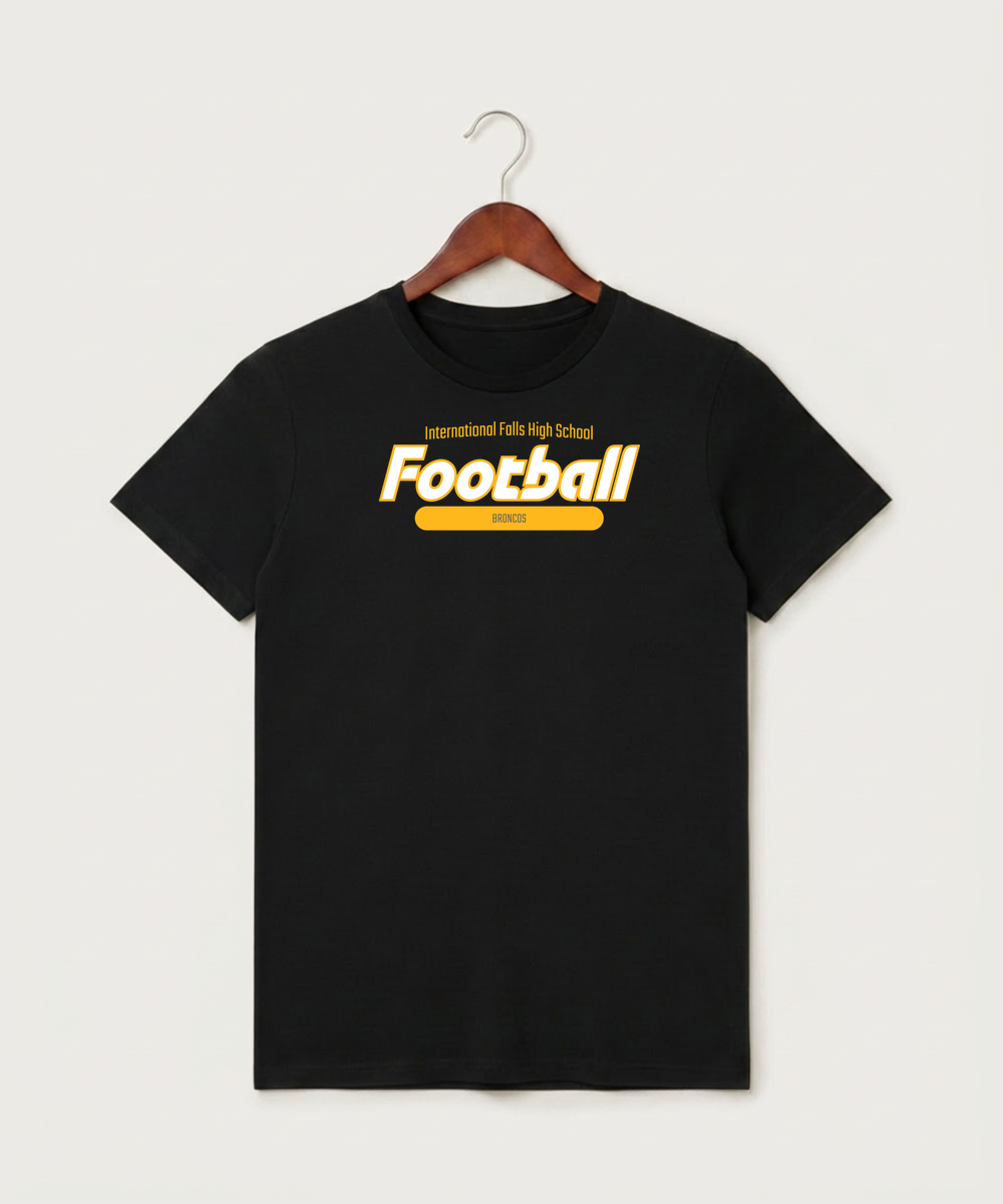 International Falls High School Football (Boys) - Black T-Shirt - Full Front