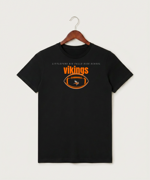 Littlefork Big Falls High School Football (Boys) - Black T-Shirt - Full Front