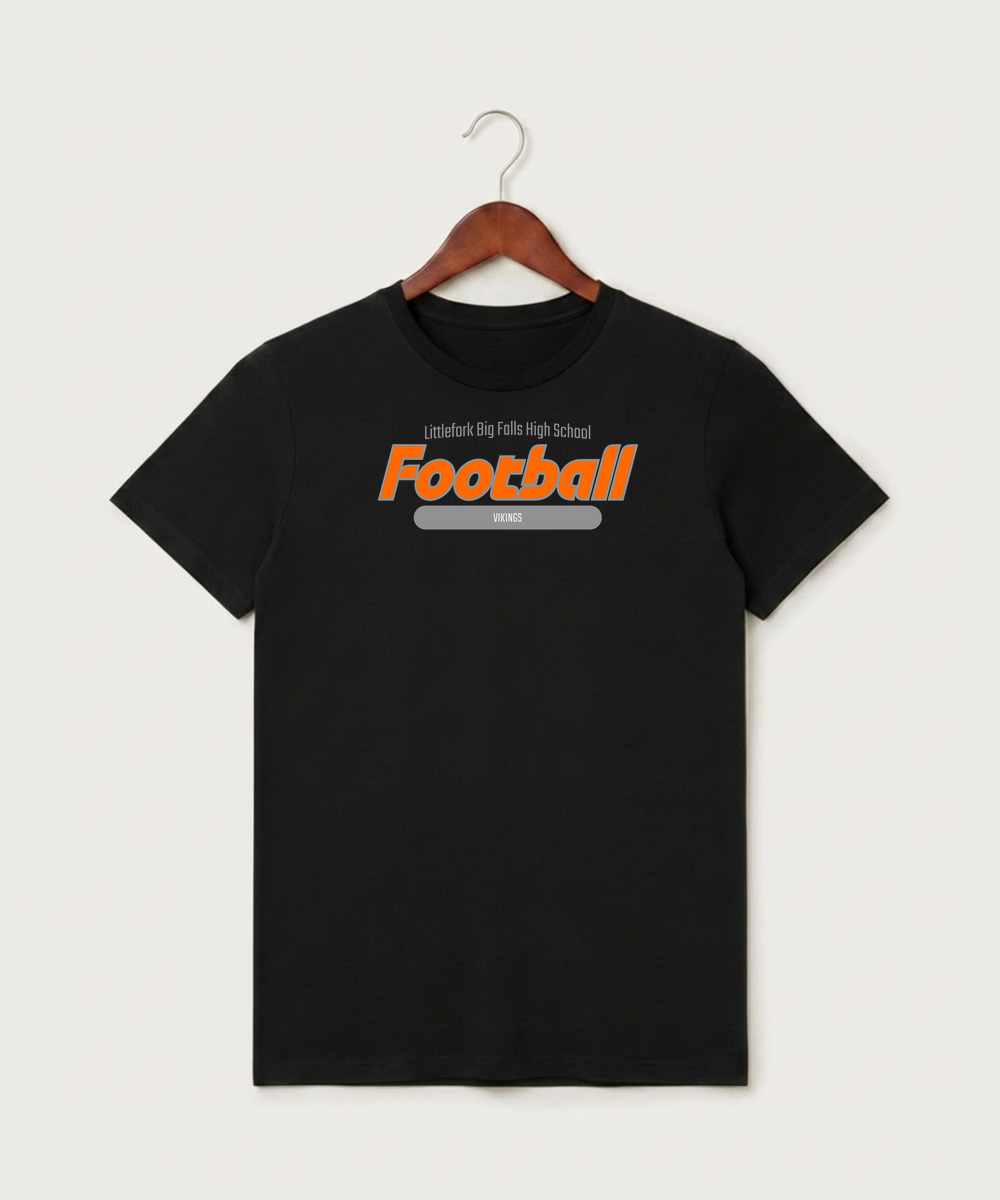 Littlefork Big Falls High School Football (Boys) - Black T-Shirt - Full Front