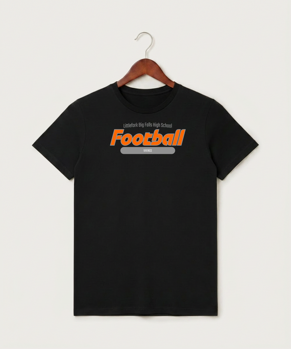 Littlefork Big Falls High School Football (Boys) - Black T-Shirt - Full Front