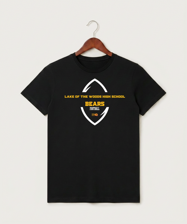 Lake of the Woods High School Football (Boys) - Black T-Shirt - Full Front