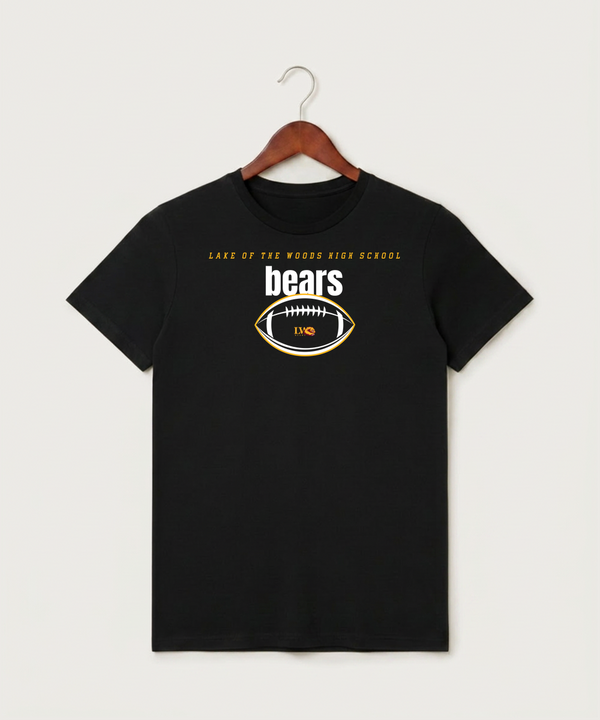 Lake of the Woods High School Football (Boys) - Black T-Shirt - Full Front