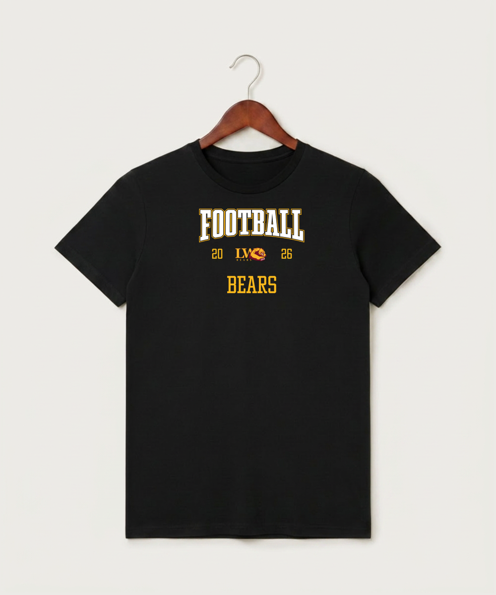 Lake of the Woods High School Football (Boys) - Black T-Shirt - Full Front