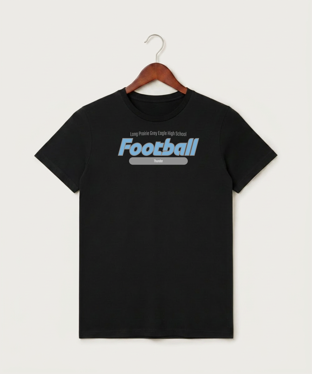 Long Prairie Grey Eagle High School Football (Boys) - Black T-Shirt - Full Front