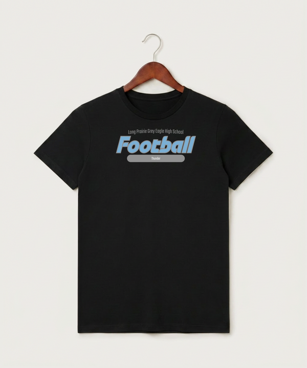 Long Prairie Grey Eagle High School Football (Boys) - Black T-Shirt - Full Front