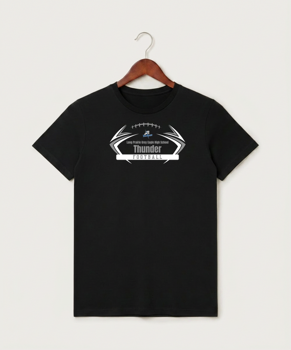 Long Prairie Grey Eagle High School Football (Boys) - Black T-Shirt - Full Front