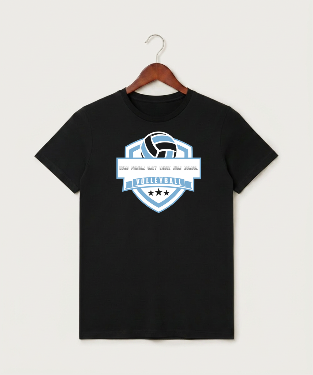 Long Prairie Grey Eagle High School Volleyball (Girls) - Black T-Shirt - Full Front