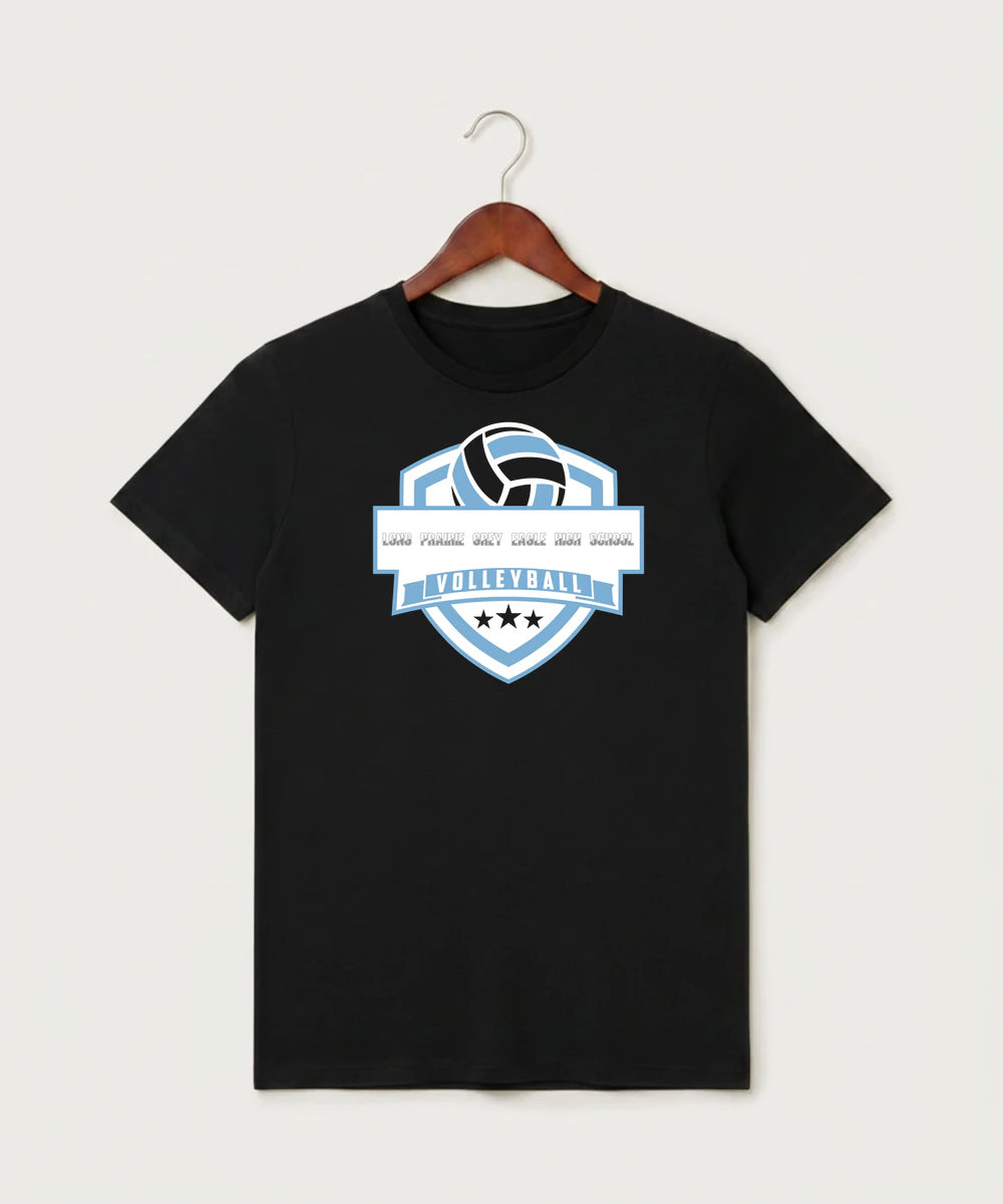 Long Prairie Grey Eagle High School Volleyball (Girls) - Black T-Shirt - Full Front