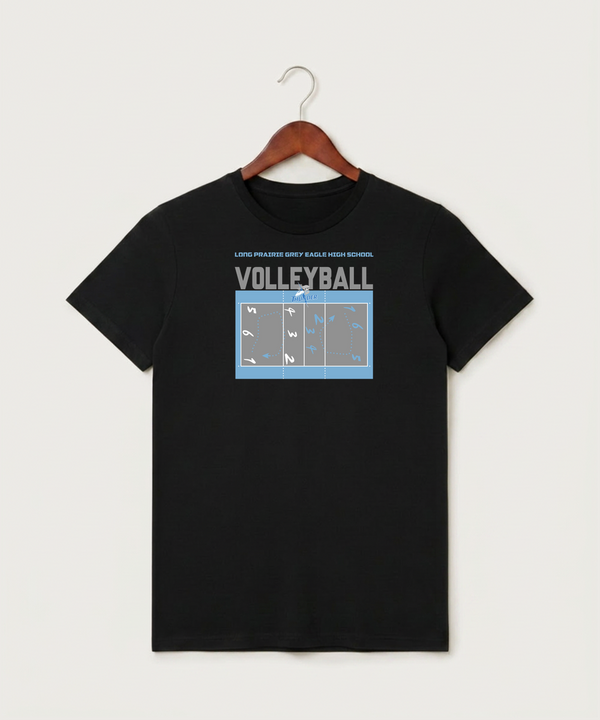 Long Prairie Grey Eagle High School Volleyball (Girls) - Black T-Shirt - Full Front