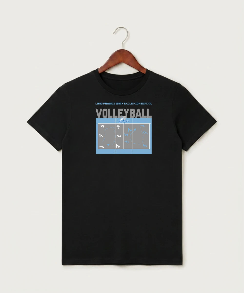 Long Prairie Grey Eagle High School Volleyball (Girls) - Black T-Shirt - Full Front