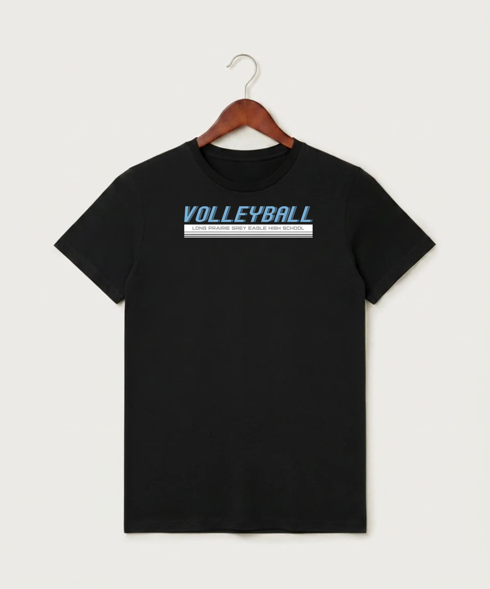 Long Prairie Grey Eagle High School Volleyball (Girls) - Black T-Shirt - Full Front
