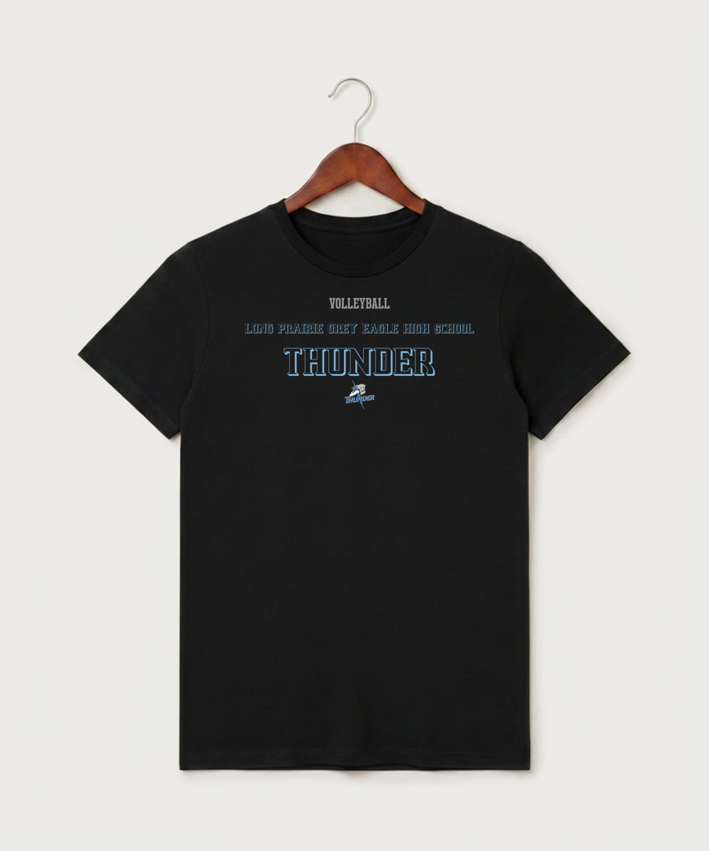 Long Prairie Grey Eagle High School Volleyball (Girls) - Black T-Shirt - Full Front