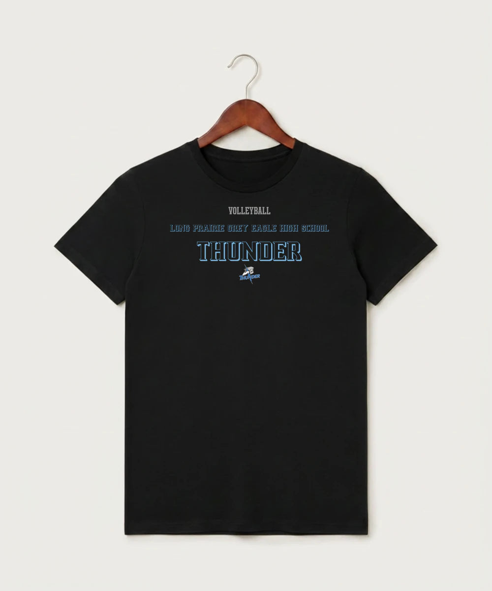 Long Prairie Grey Eagle High School Volleyball (Girls) - Black T-Shirt - Full Front