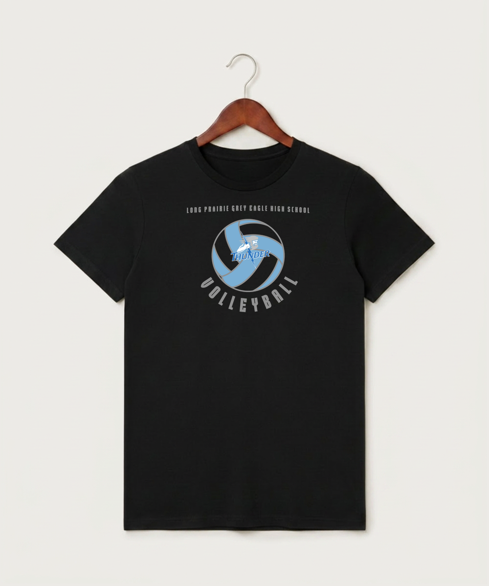 Long Prairie Grey Eagle High School Volleyball (Girls) - Black T-Shirt - Full Front