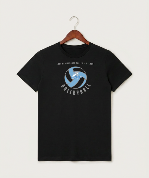 Long Prairie Grey Eagle High School Volleyball (Girls) - Black T-Shirt - Full Front