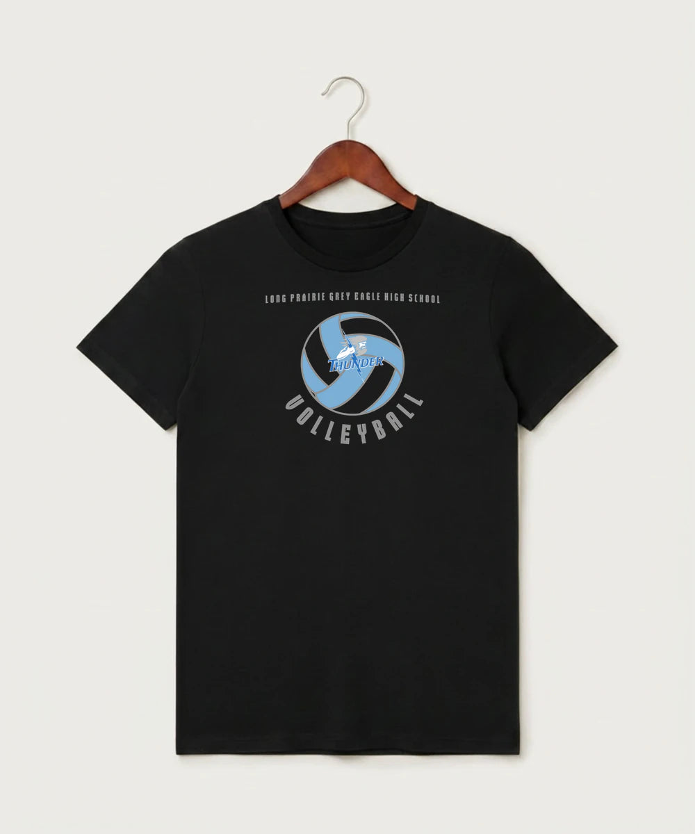 Long Prairie Grey Eagle High School Volleyball (Girls) - Black T-Shirt - Full Front