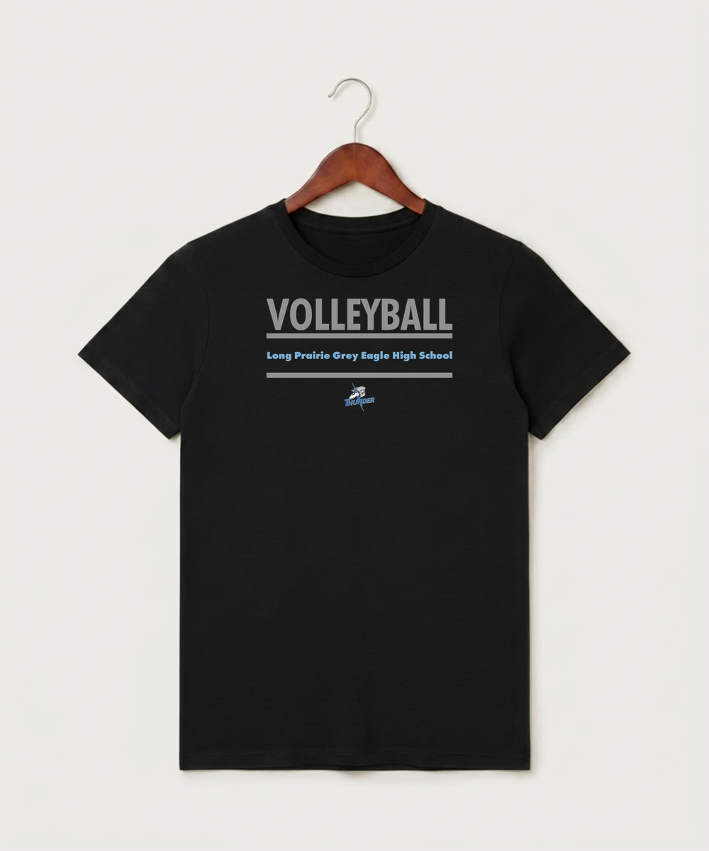 Long Prairie Grey Eagle High School Volleyball (Girls) - Black T-Shirt - Full Front