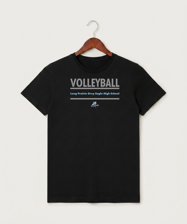 Long Prairie Grey Eagle High School Volleyball (Girls) - Black T-Shirt - Full Front