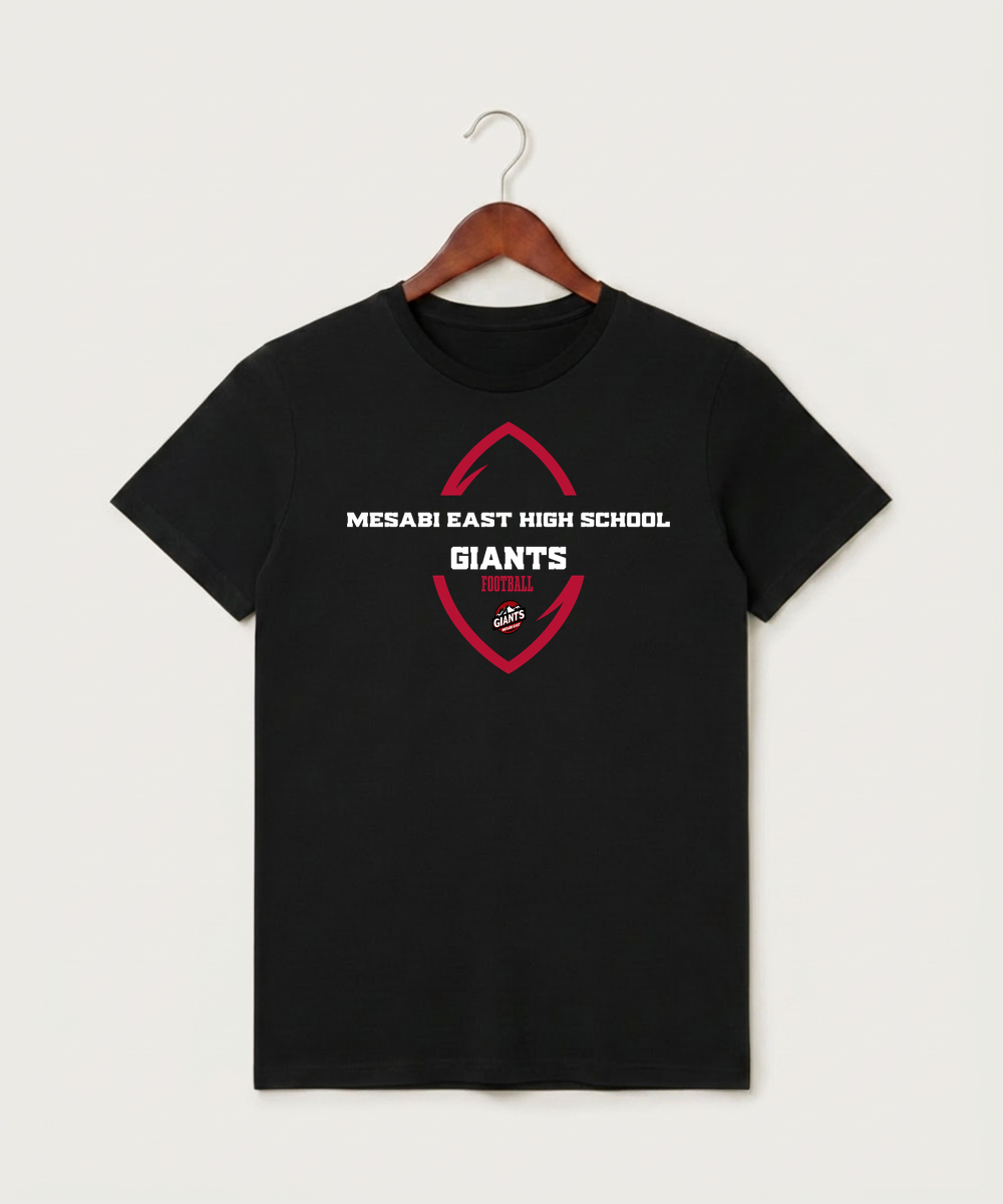 Mesabi East High School Football (Boys) - Black T-Shirt - Full Front