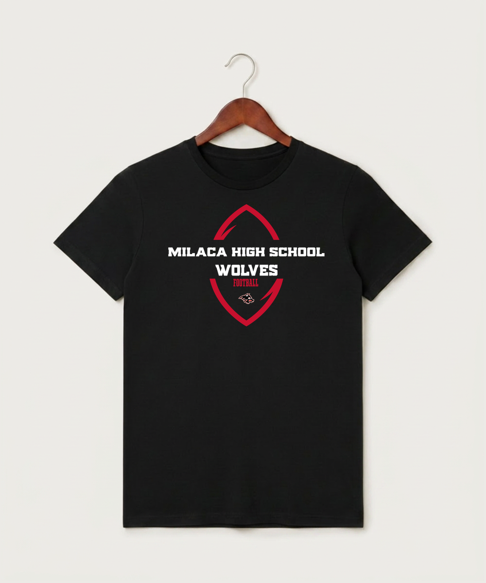 Milaca High School Football (Boys) - Black T-Shirt - Full Front