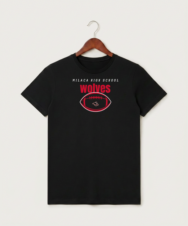 Milaca High School Football (Boys) - Black T-Shirt - Full Front