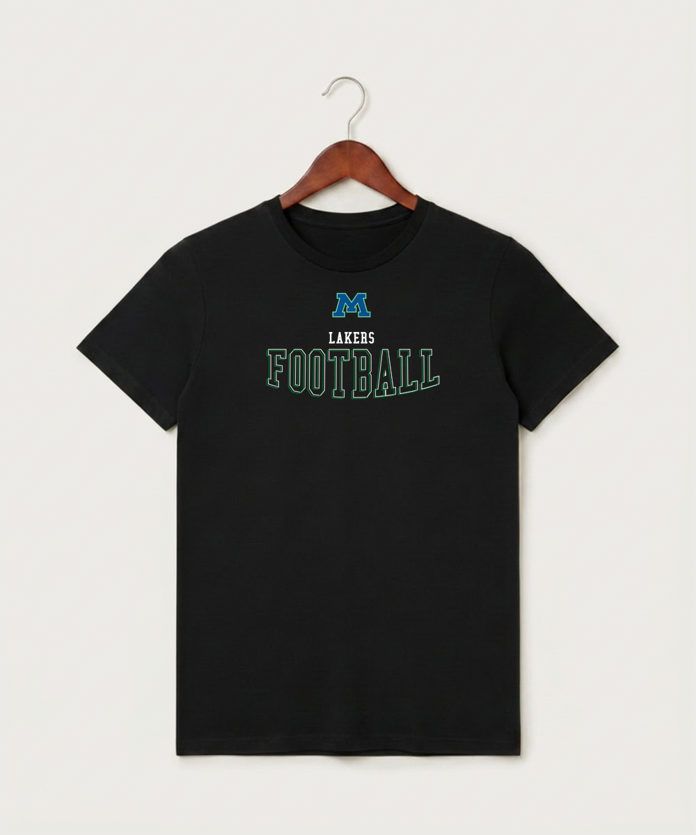 Minnewaska Area High School Football (Boys) - Black T-Shirt - Full Front