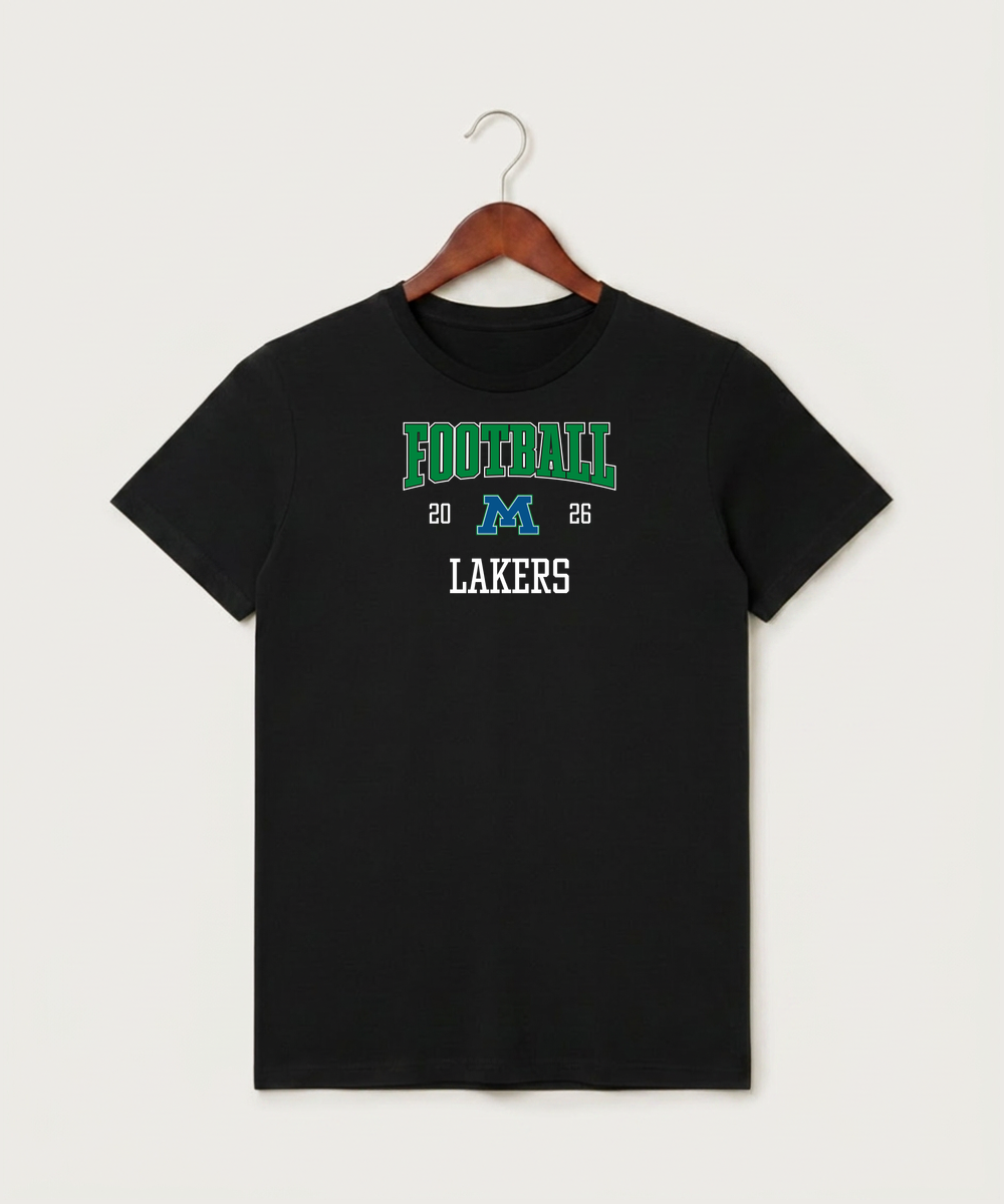 Minnewaska Area High School Football (Boys) - Black T-Shirt - Full Front