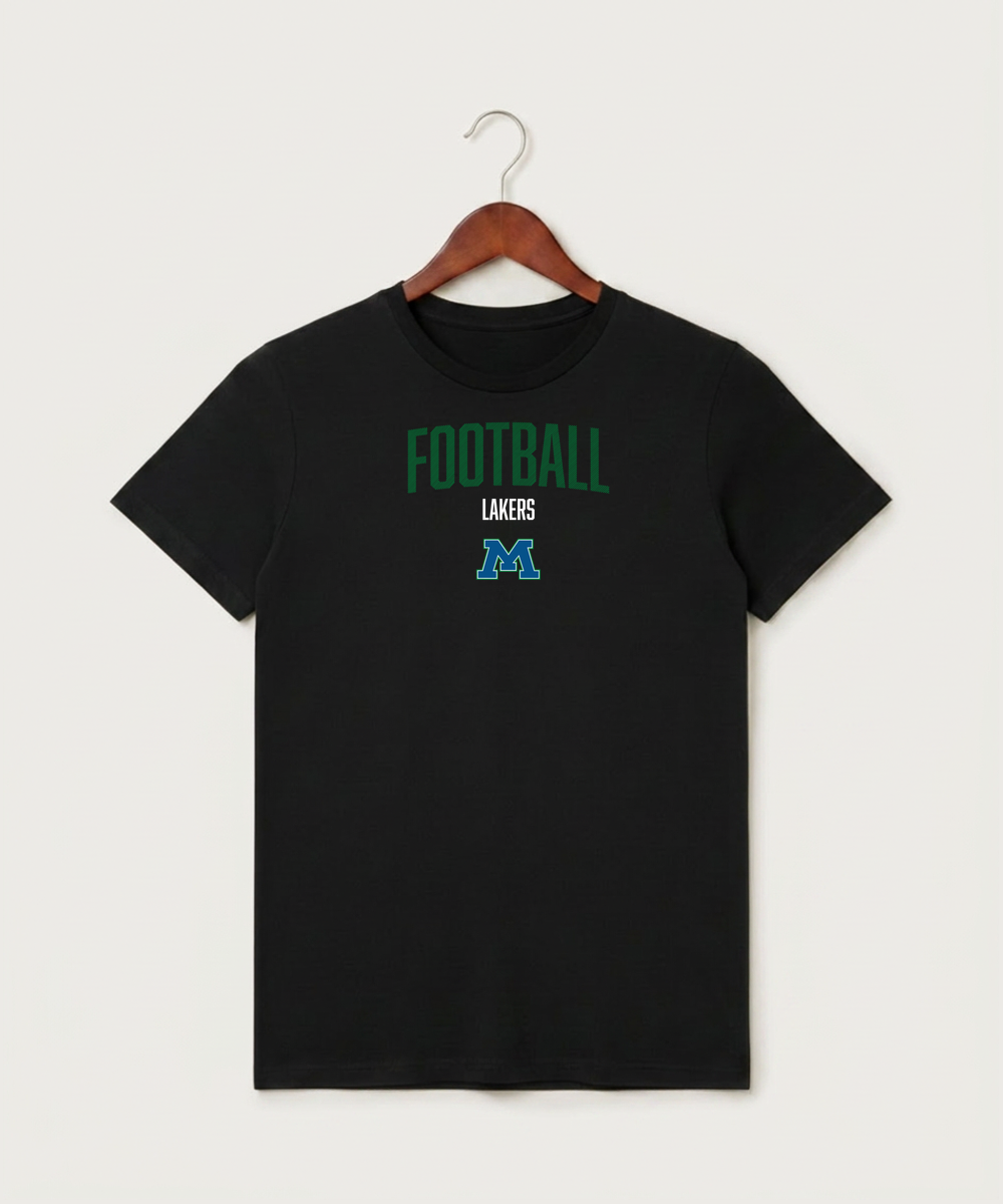 Minnewaska Area High School Football (Boys) - Black T-Shirt - Full Front