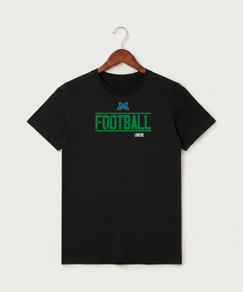 Minnewaska Area High School Football (Boys) - Black T-Shirt - Full Front