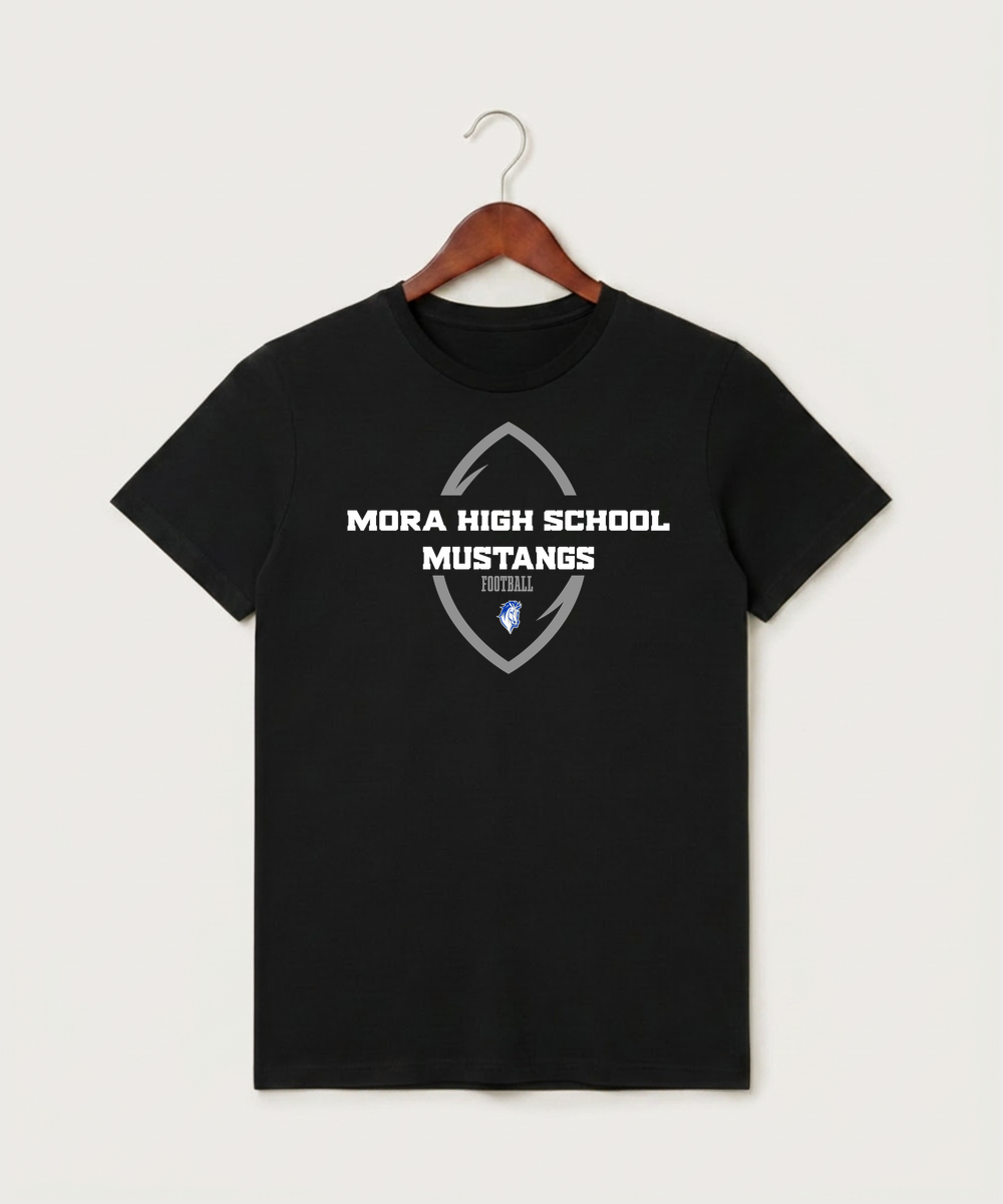 Mora High School Football (Boys) - Black T-Shirt - Full Front