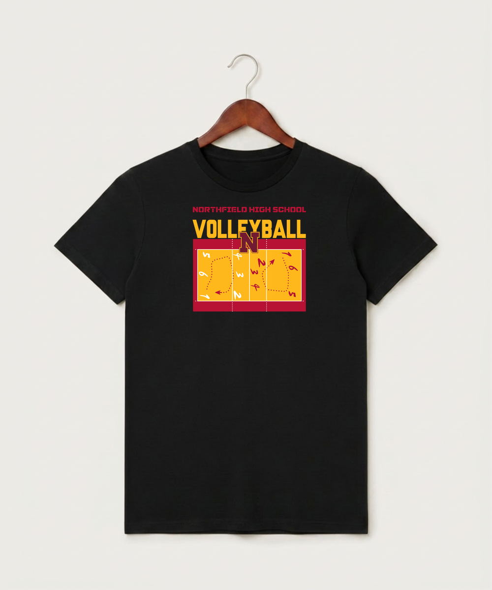 Northfield High School Volleyball (Girls) - Black T-Shirt - Full Front