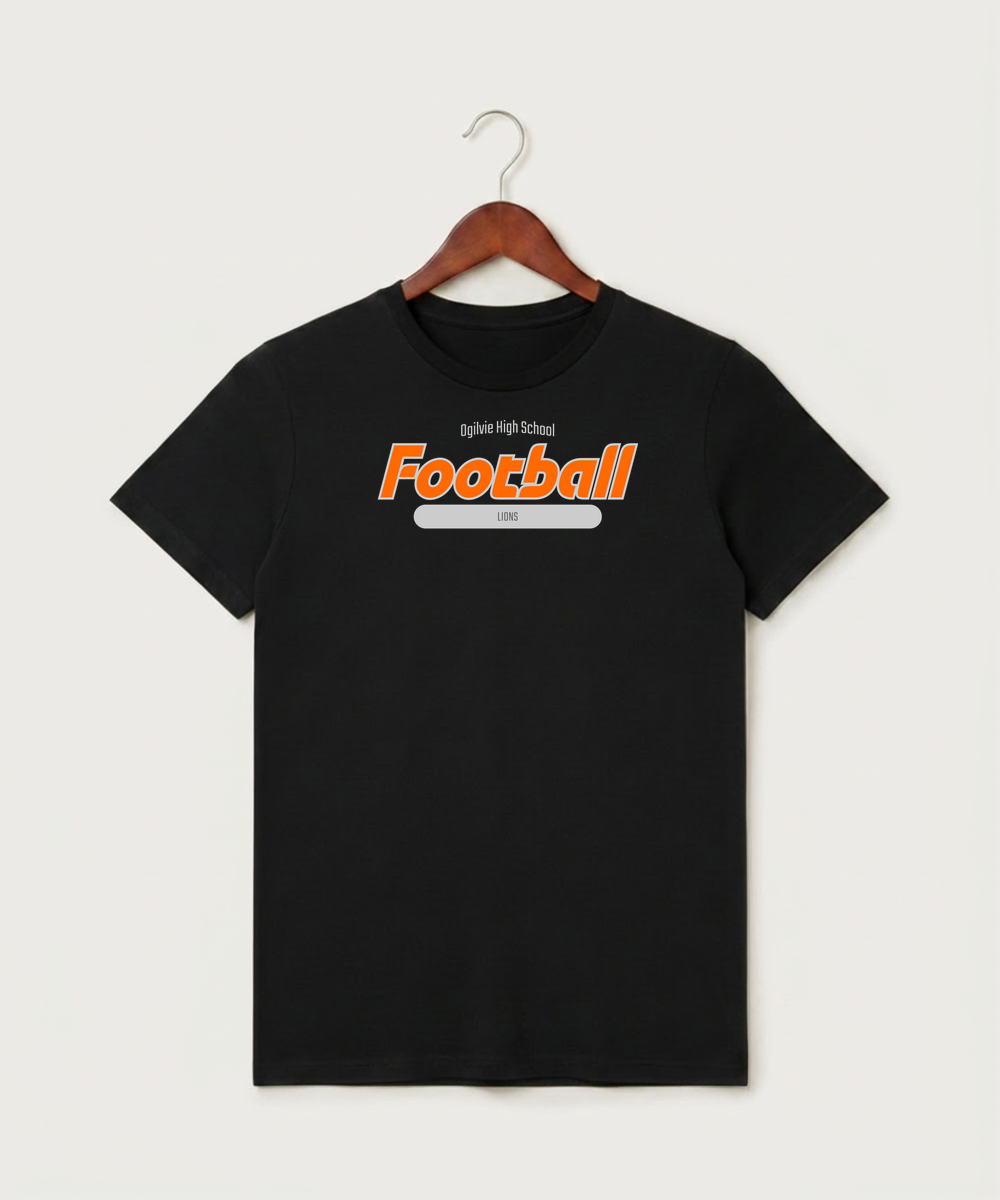 Ogilvie High School Football (Boys) - Black T-Shirt - Full Front