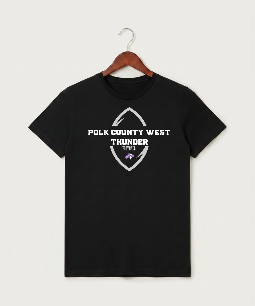 Polk County West Football (Boys) - Black T-Shirt - Full Front