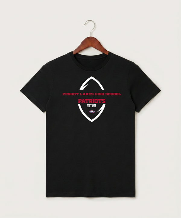 Pequot Lakes High School Football (Boys) - Black T-Shirt - Full Front
