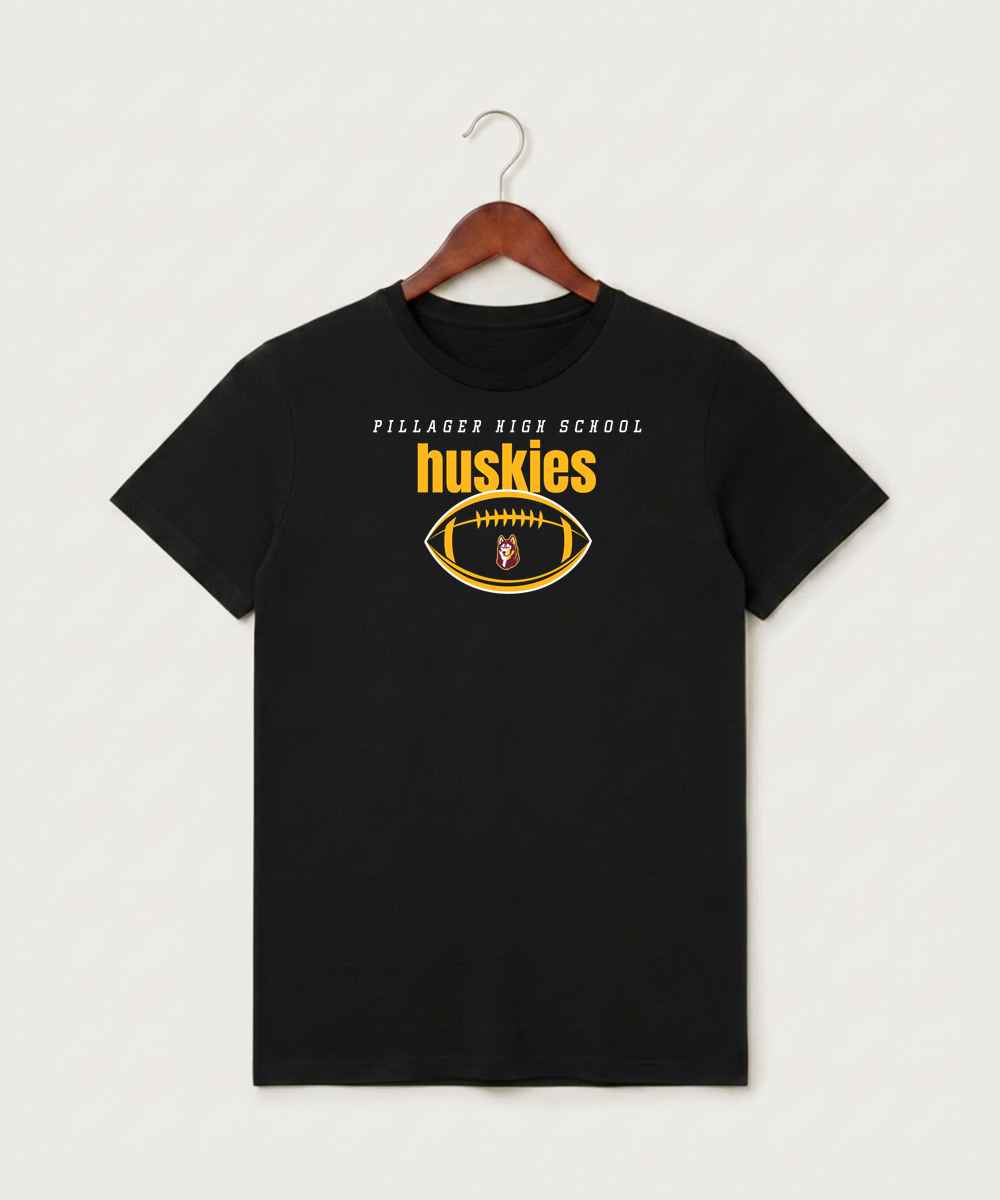 Pillager High School Football (Boys) - Black T-Shirt - Full Front
