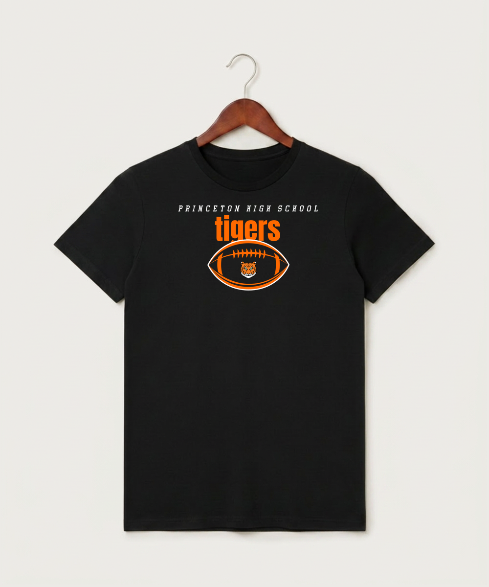 Princeton High School Football (Boys) - Black T-Shirt - Full Front