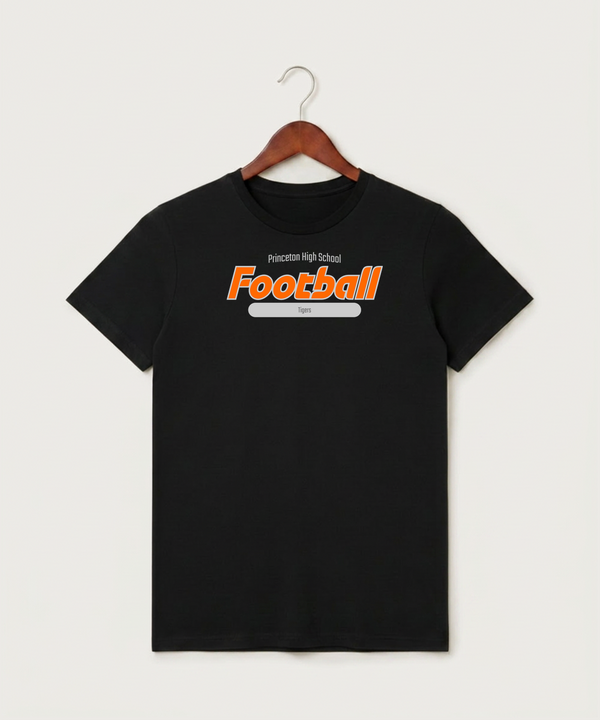 Princeton High School Football (Boys) - Black T-Shirt - Full Front