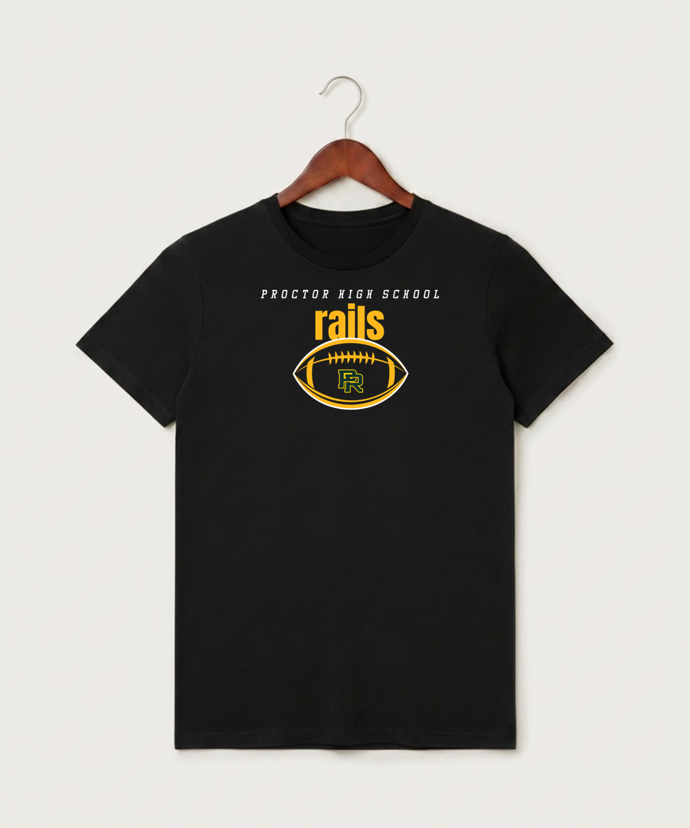 Proctor High School Football (Boys) - Black T-Shirt - Full Front