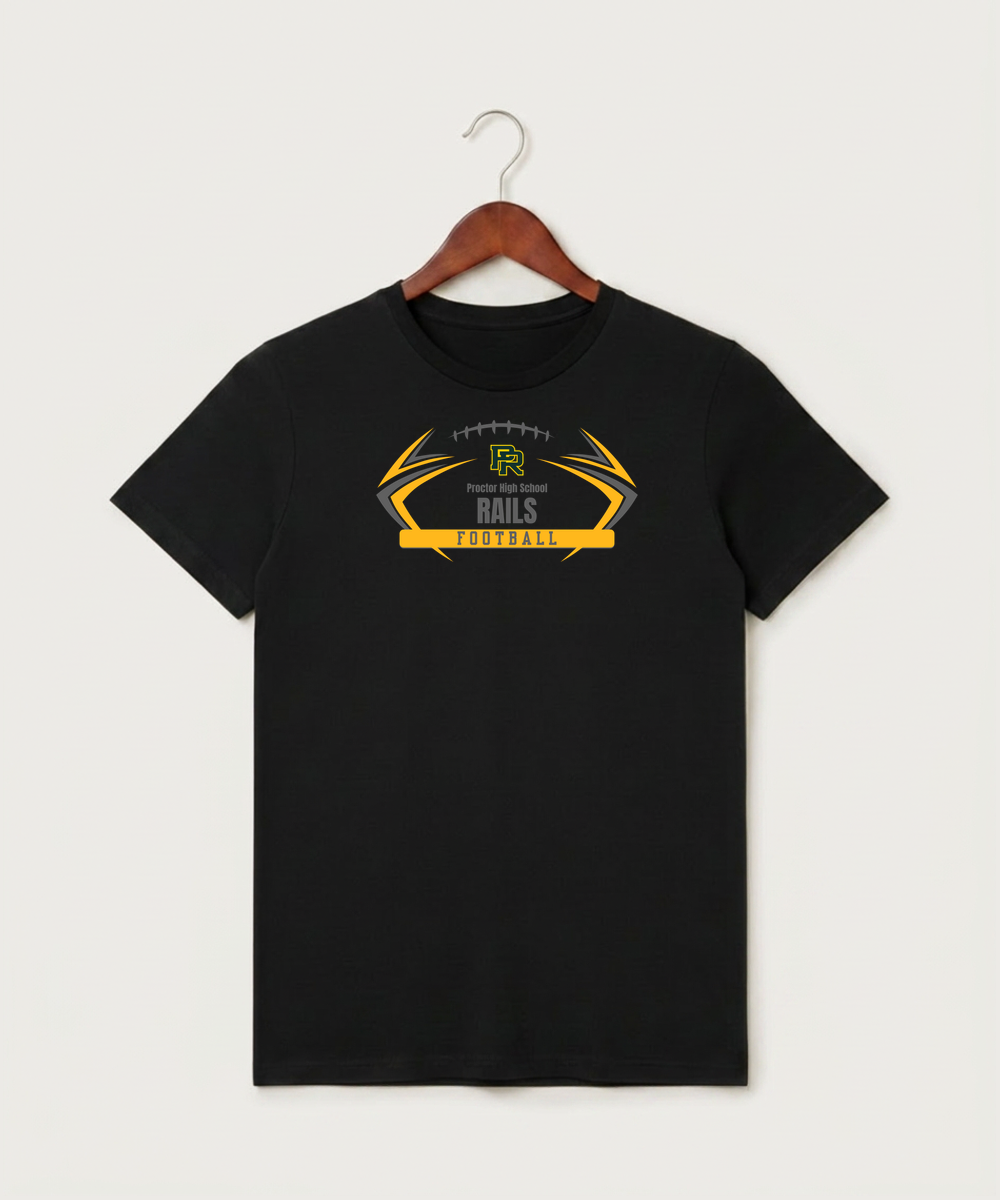 Proctor High School Football (Boys) - Black T-Shirt - Full Front