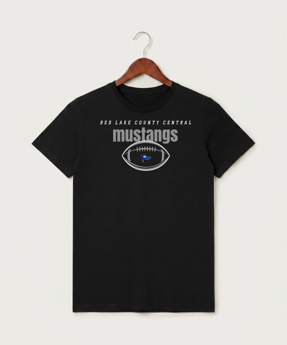 Red Lake County Central Football (Boys) - Black T-Shirt - Full Front