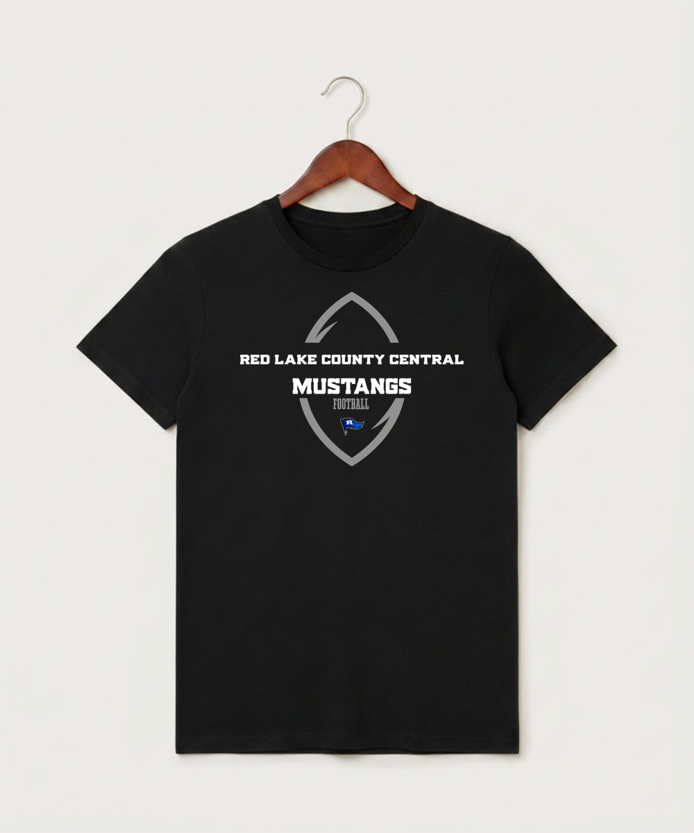Red Lake County Central Football (Boys) - Black T-Shirt - Full Front