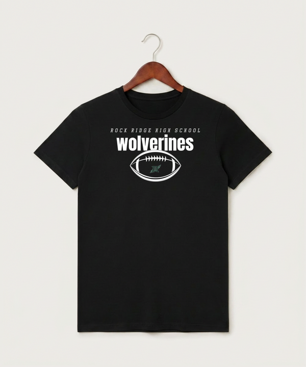 Rock Ridge High School Football (Boys) - Black T-Shirt - Full Front