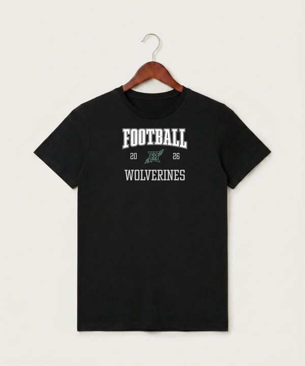 Rock Ridge High School Football (Boys) - Black T-Shirt - Full Front