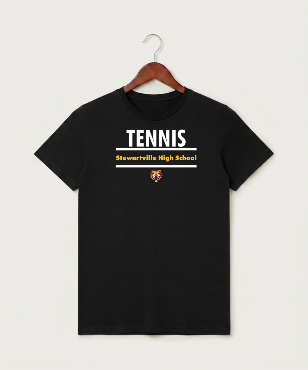 Stewartville High School Tennis (Coed) - Black T-Shirt - Full Front