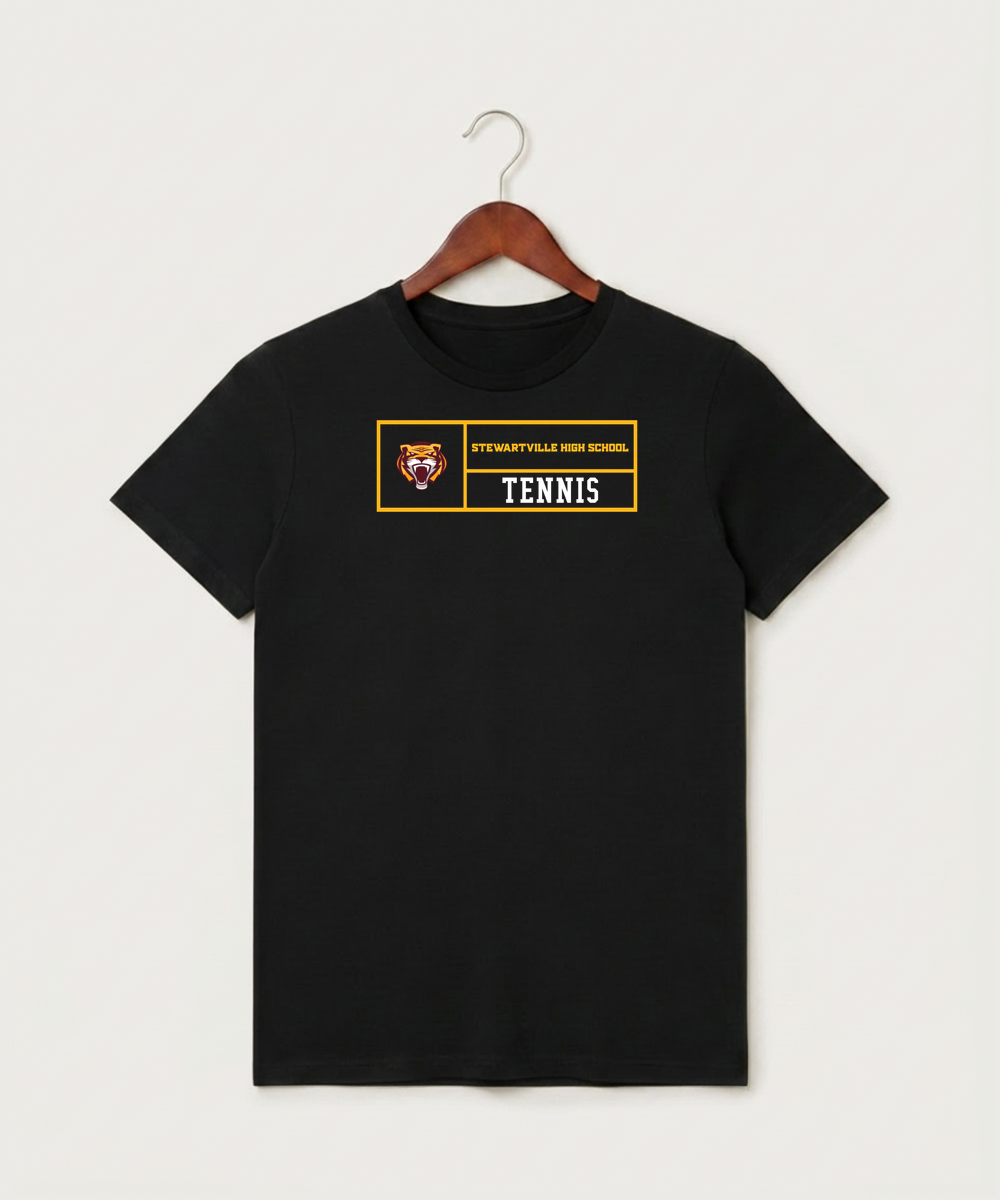 Stewartville High School Tennis (Coed) - Black T-Shirt - Full Front