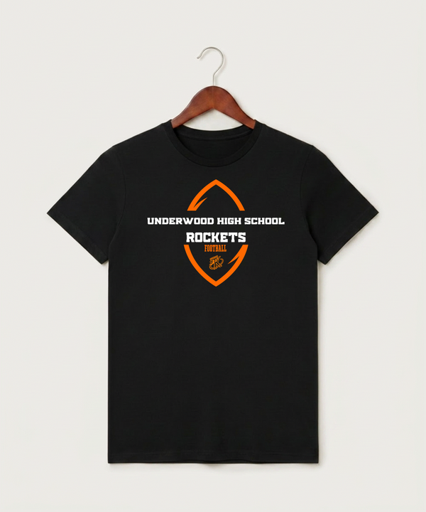 Underwood High School Football (Boys) - Black T-Shirt - Full Front