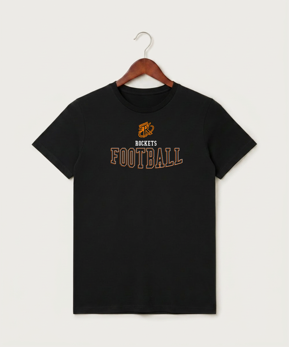 Underwood High School Football (Boys) - Black T-Shirt - Full Front