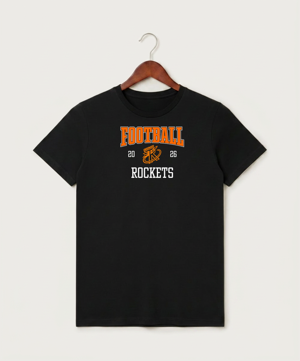 Underwood High School Football (Boys) - Black T-Shirt - Full Front