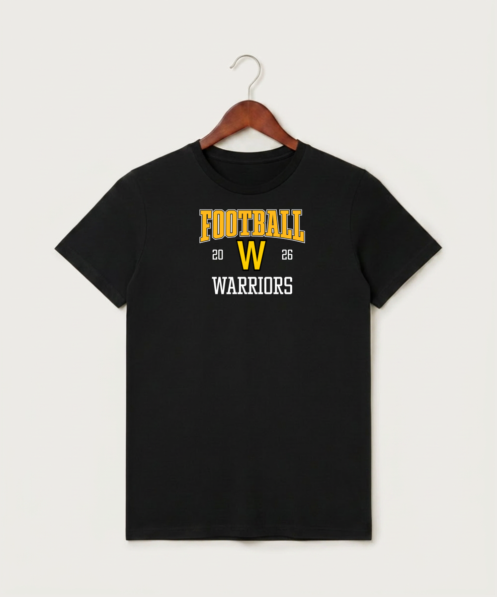 Warroad High School Football (Boys) - Black T-Shirt - Full Front